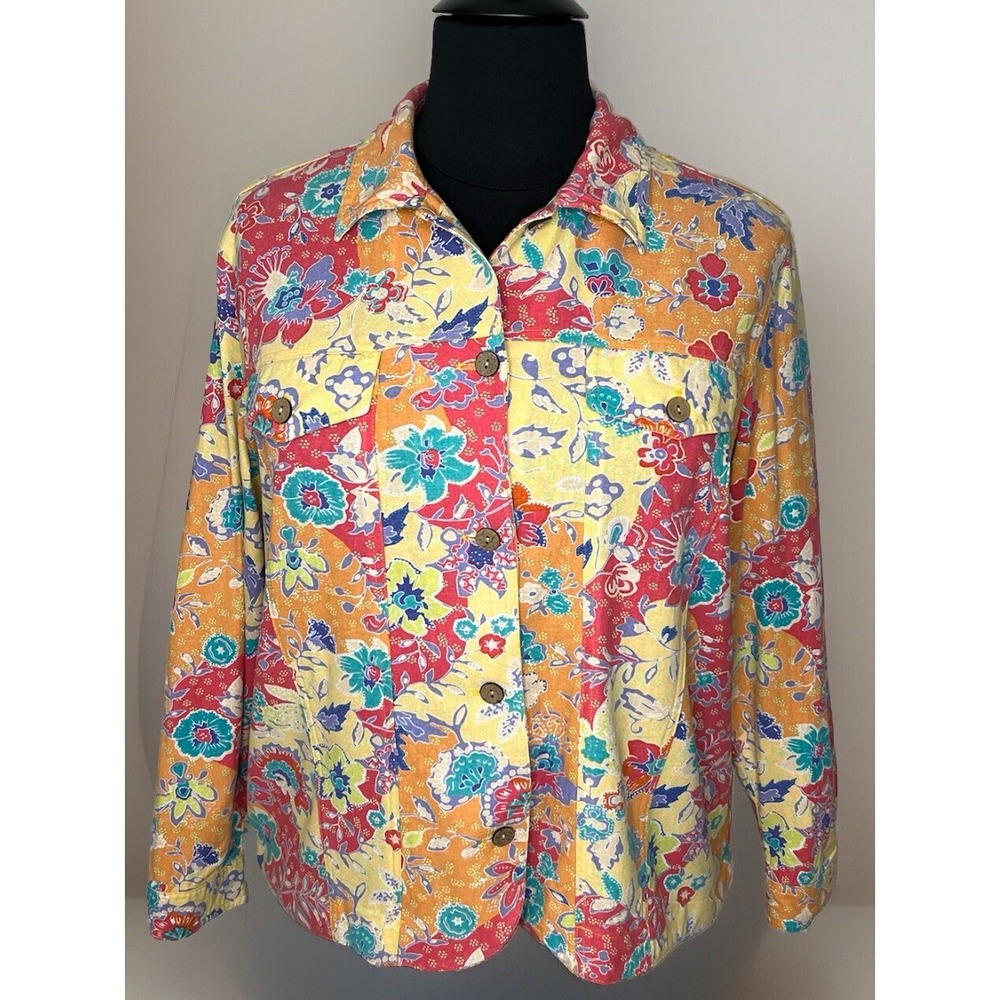 Coldwater Creek‎ Plus Unsized  Linen Blend Coastal  Granny Duster Jacket